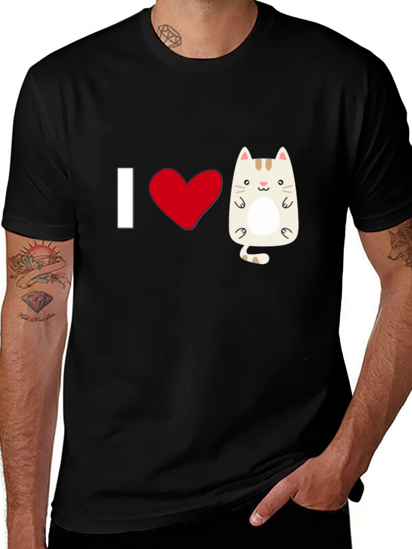 I Heart Cats Graphic T-Shirt - Black Cotton Tee