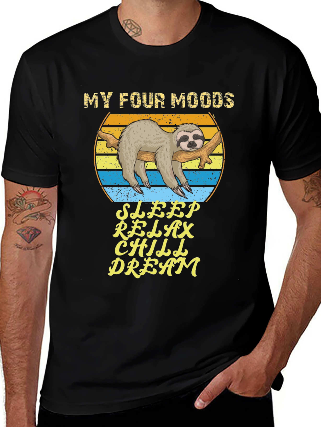 Variant 3 of My Four Moods Sloth Tee - Sleep, Relax, Chill, Dream