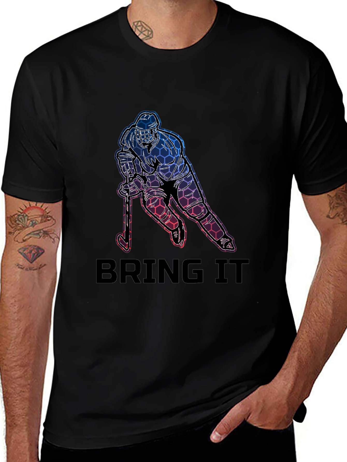 Variant 14 of Hockey Player Graphic T-Shirt - Bring It
