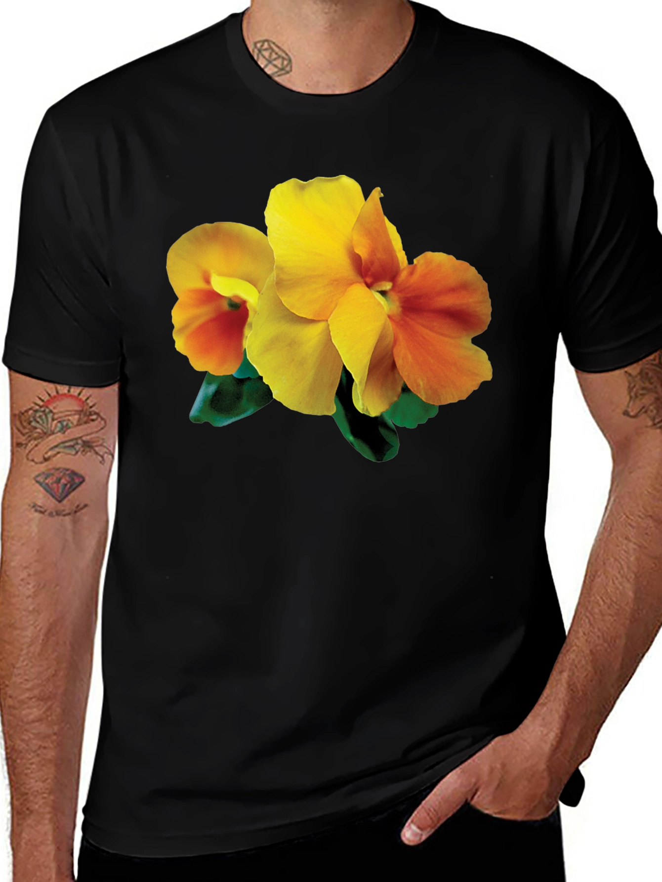 Variant 8 of Floral Print Black T-Shirt