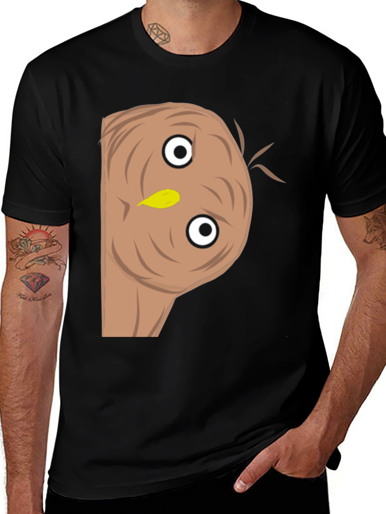 Variant 4 of Funny Upside-Down Turkey Face Black T-Shirt