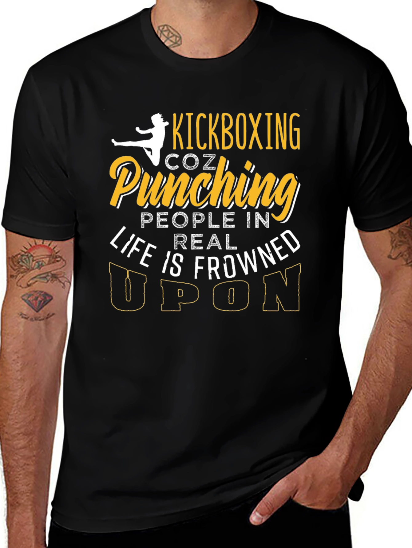 Variant 28 of Kickboxing Coz Punching People Graphic Tee