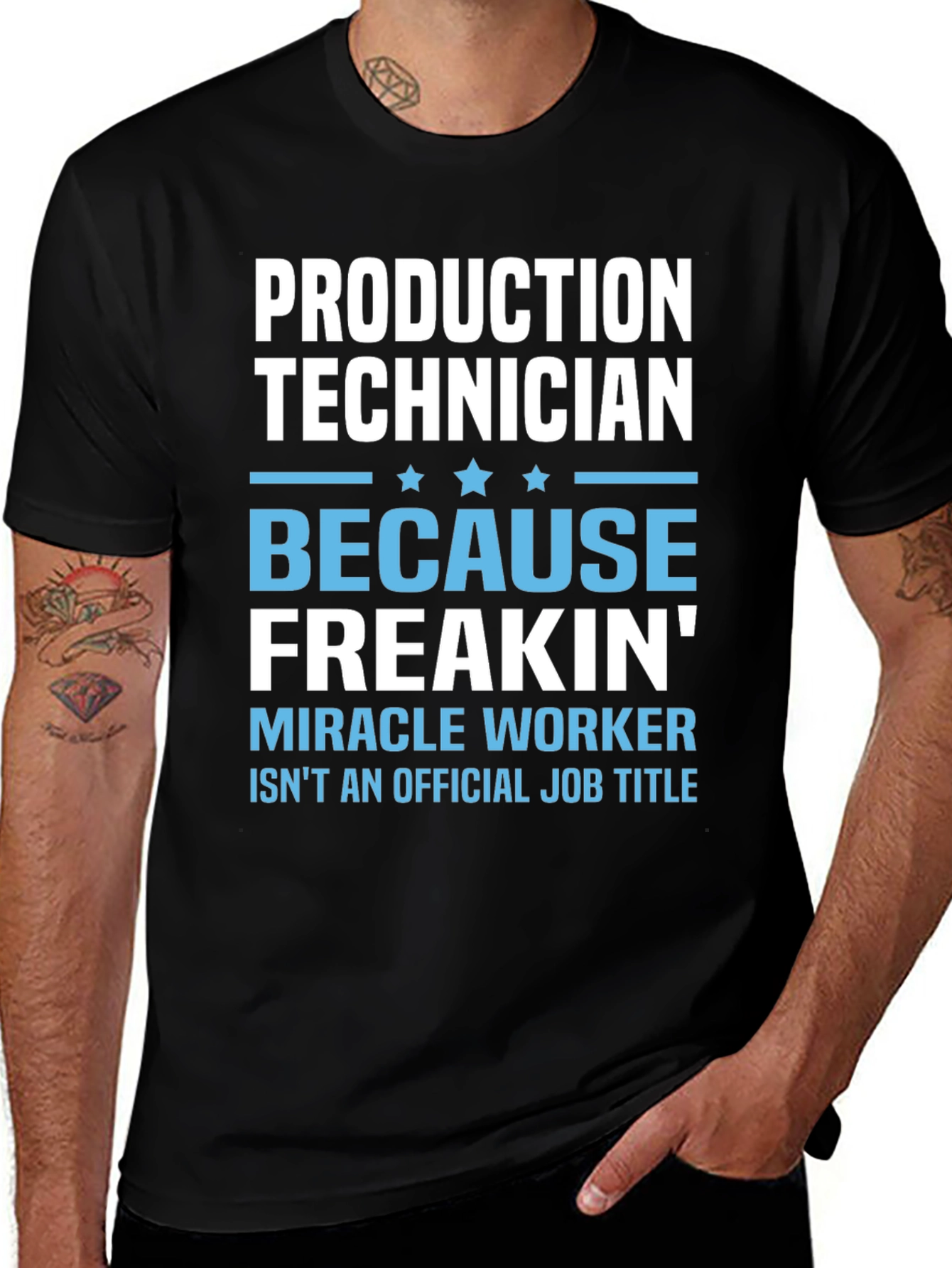 Black Production Technician Funny Job Title T-Shirt main image