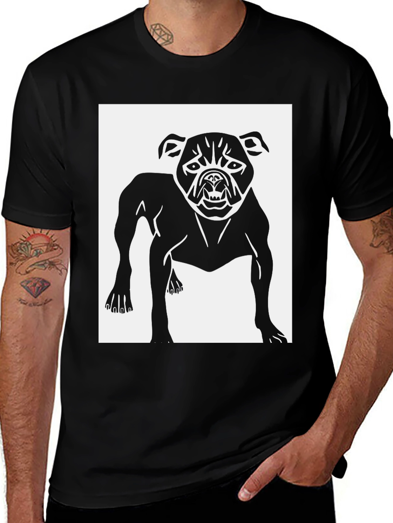 Variant 14 of Dog Graphic Tee - Black Cotton Blend