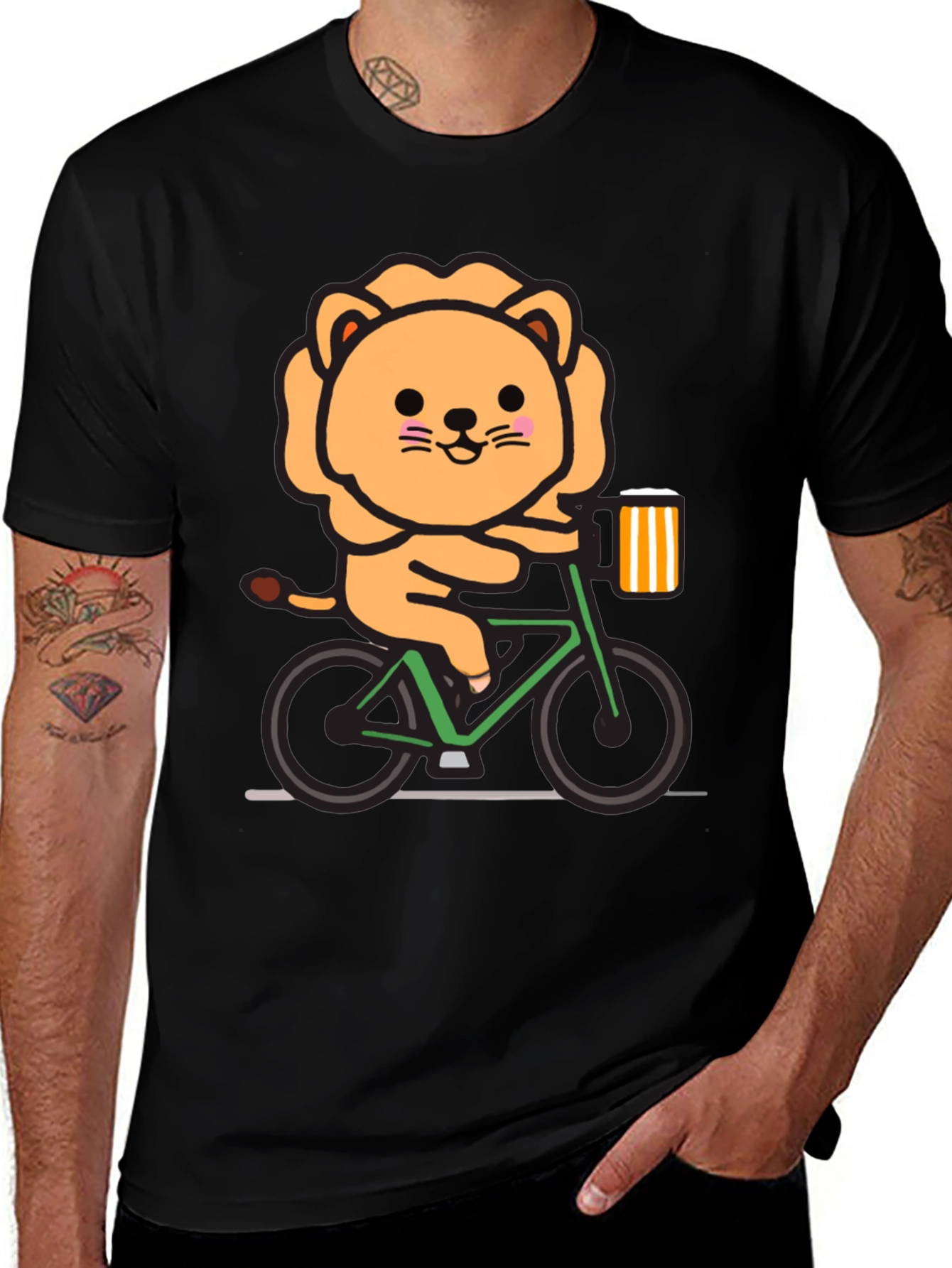 Variant 3 of Lion Riding Bike Graphic Tee - Cool Animal T-Shirt