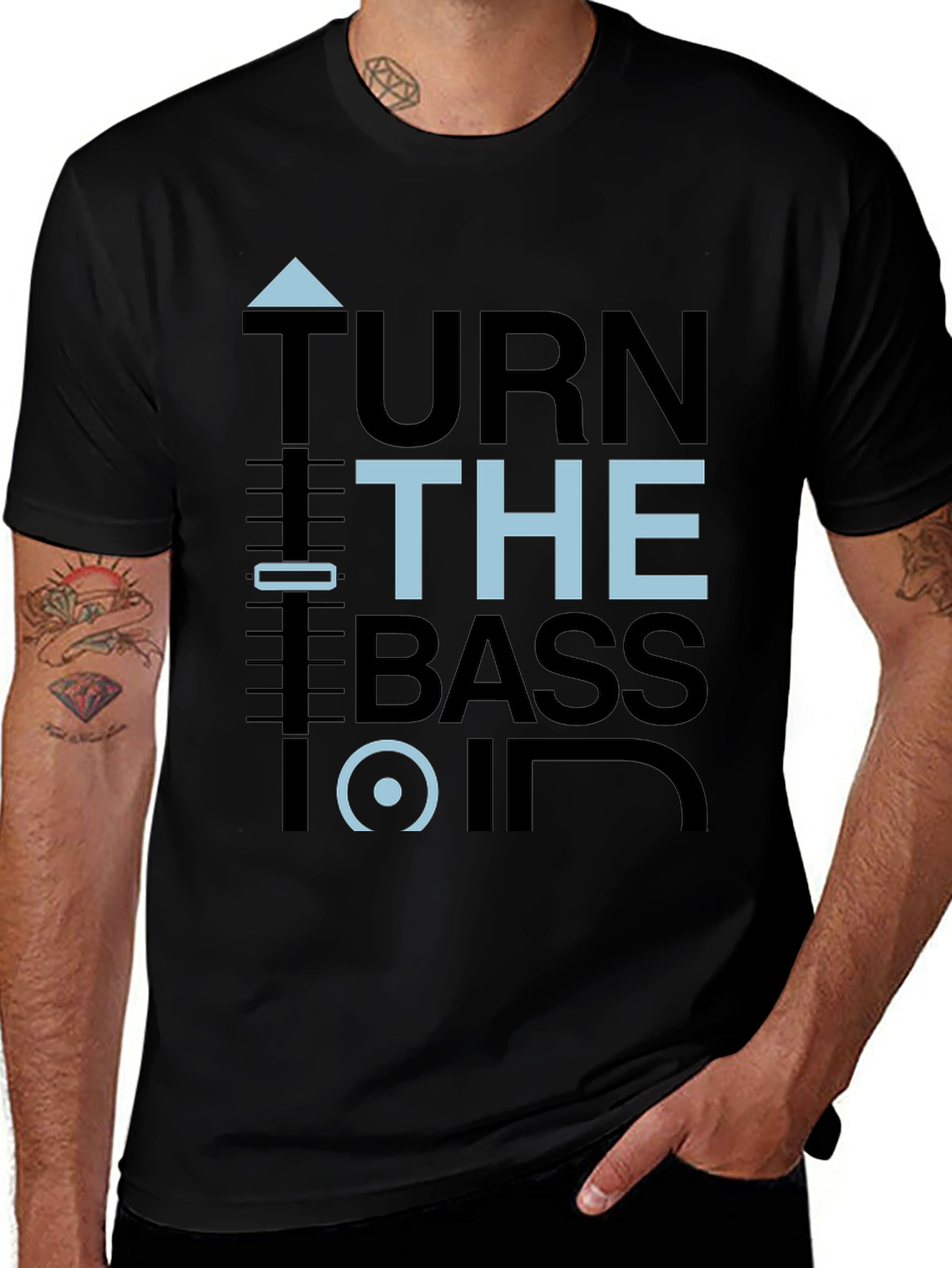 Variant 22 of Turn the Bass On Graphic Tee - Black