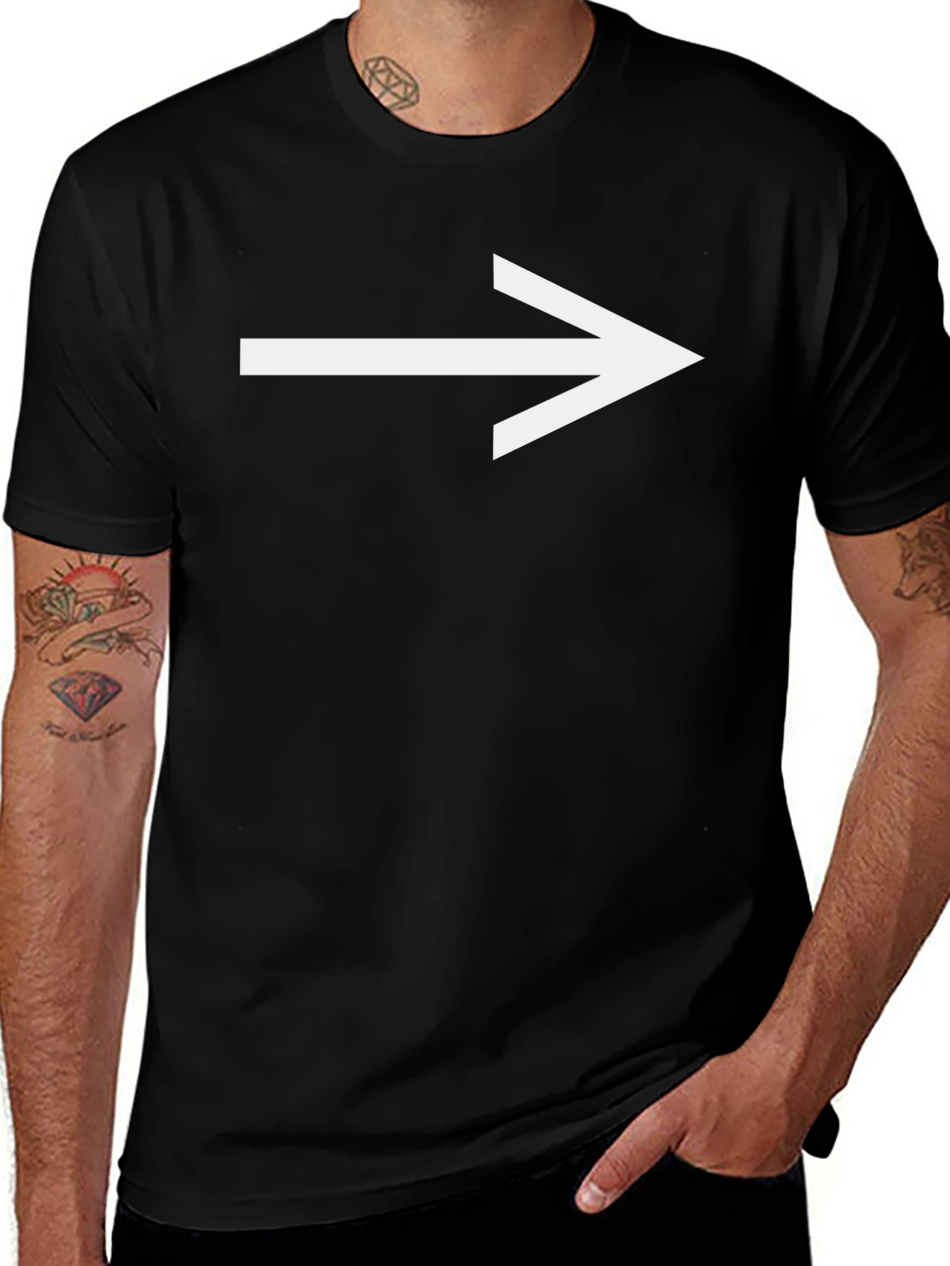 Variant 19 of Right Arrow Graphic T-Shirt - Black Cotton Casual Wear