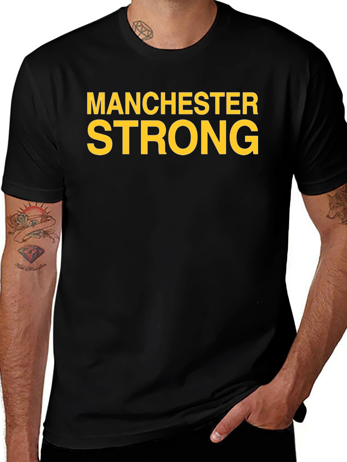 Manchester Strong Graphic Tee - Black Cotton T-Shirt