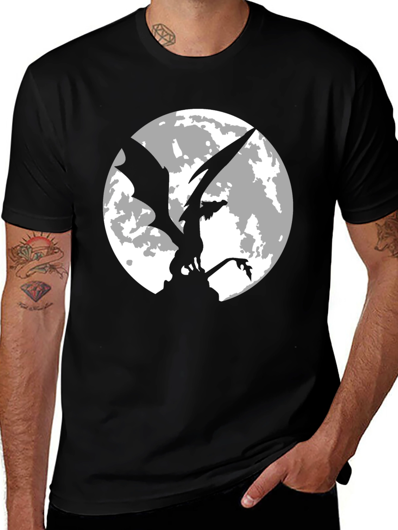 Dragon Moon T-Shirt - Black Graphic Tee