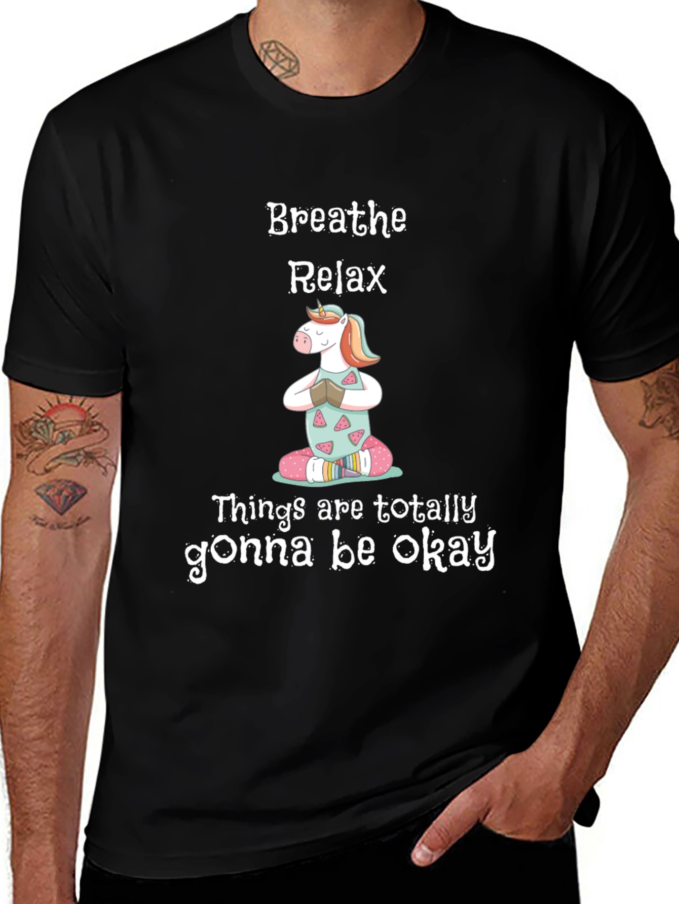 Variant 8 of Breathe Relax Unicorn Graphic T-Shirt