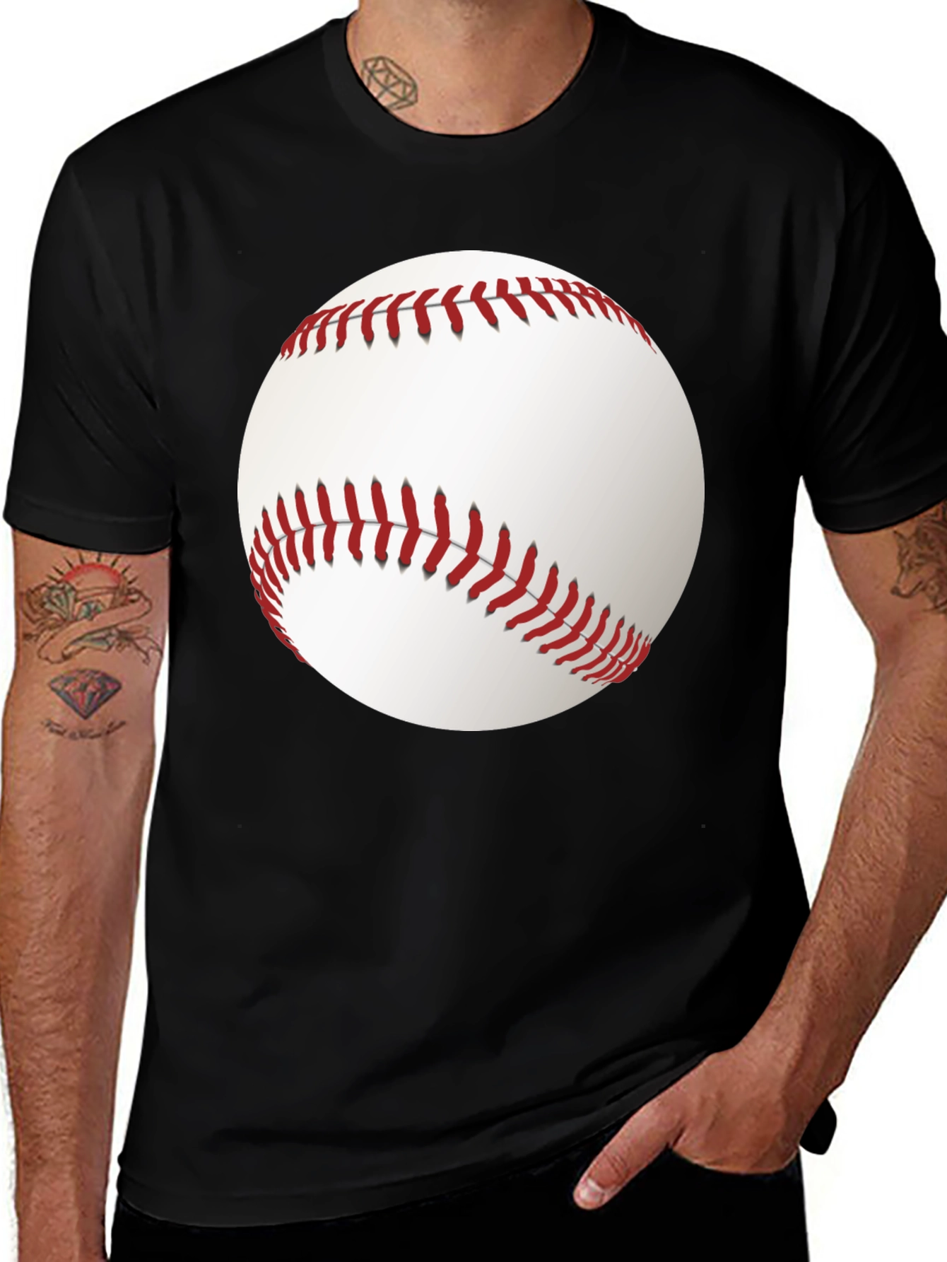 Variant 30 of Baseball Graphic Tee - Classic Black Cotton T-Shirt
