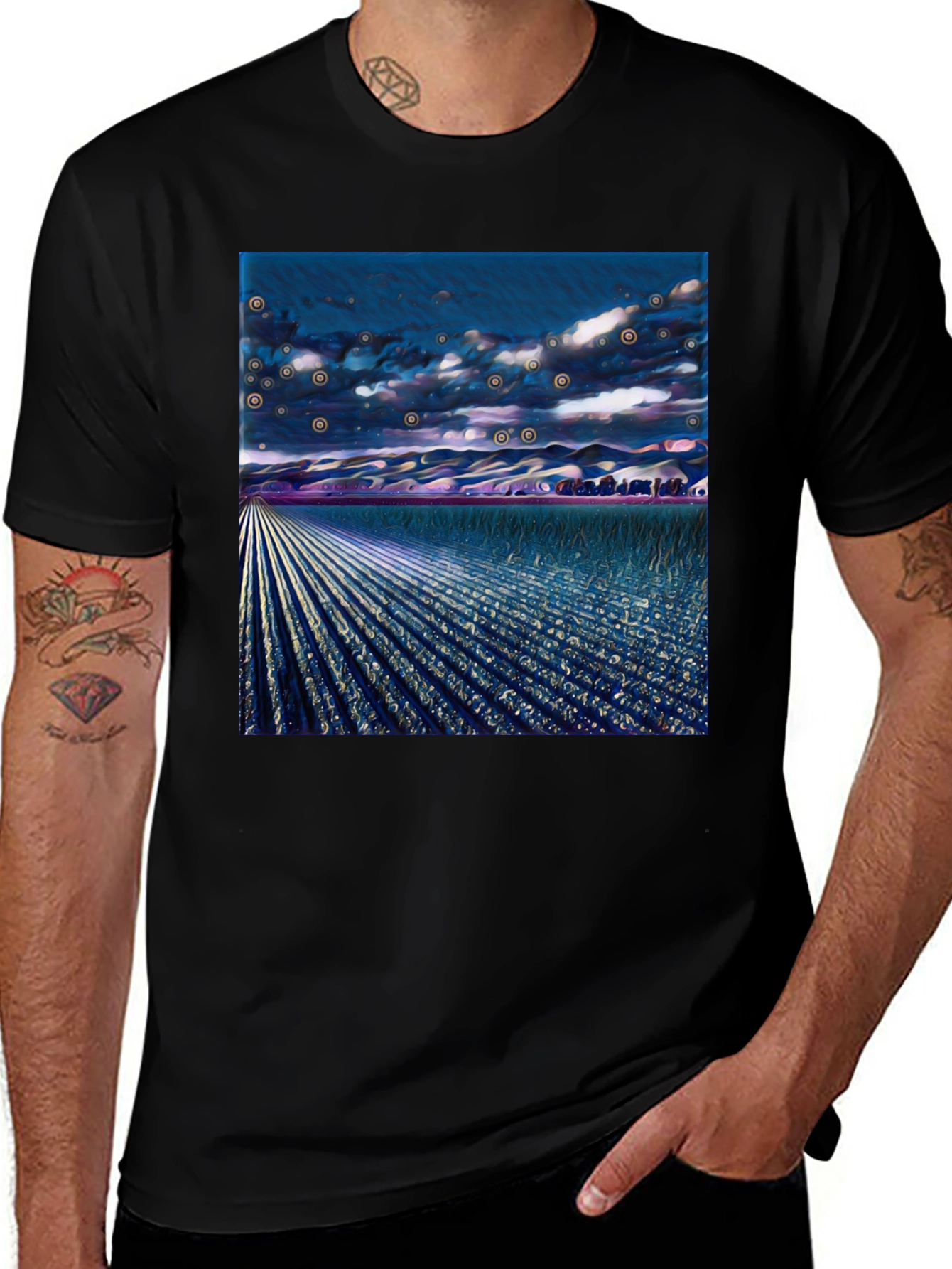 Variant 21 of Surreal Field Graphic Tee - Modern Art Shirt