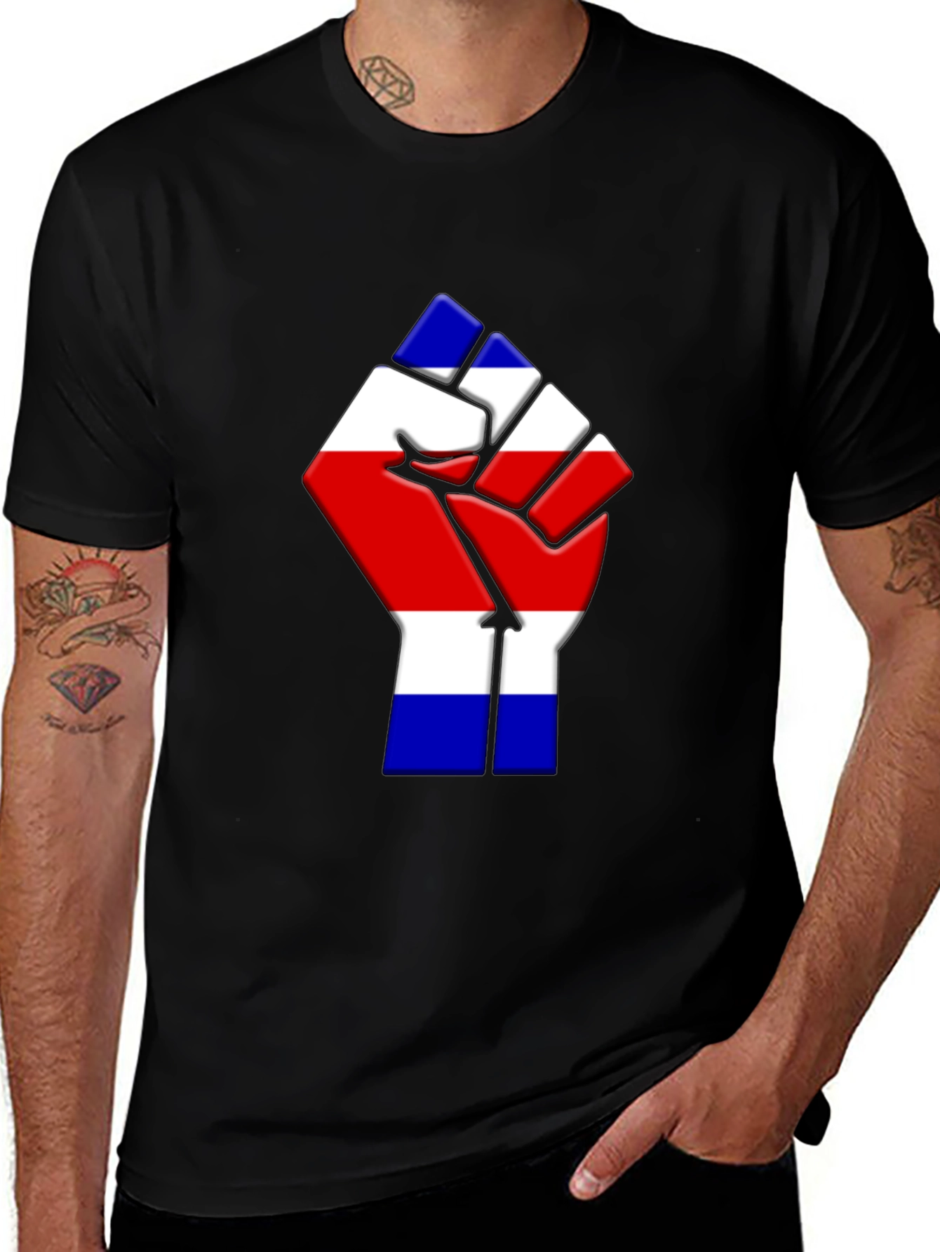Costa Rica Flag Fist T-Shirt - Black