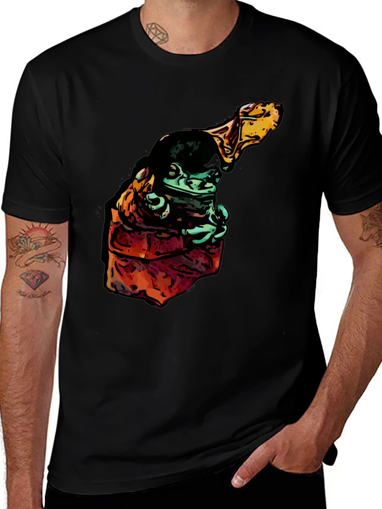 Frog in Hoodie Graphic Tee - Cool Cartoon Style