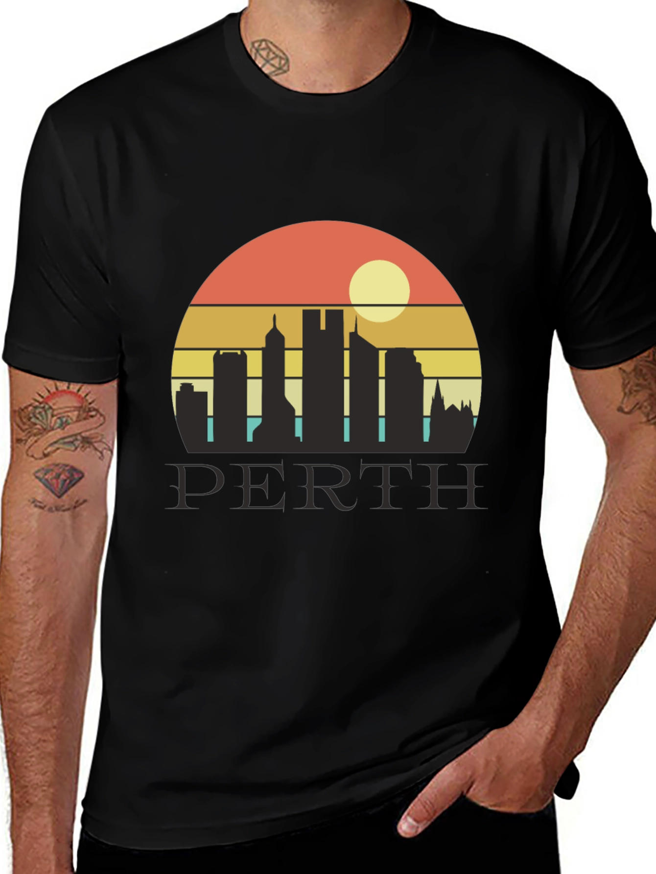 Retro Perth Skyline Graphic Tee