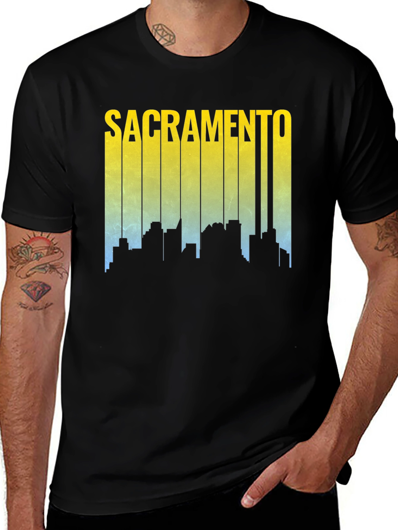 Sacramento Skyline Graphic Tee - Men's Black T-Shirt