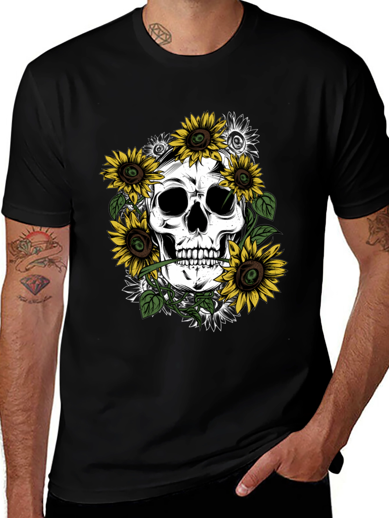 Sunflower Skull Graphic Tee