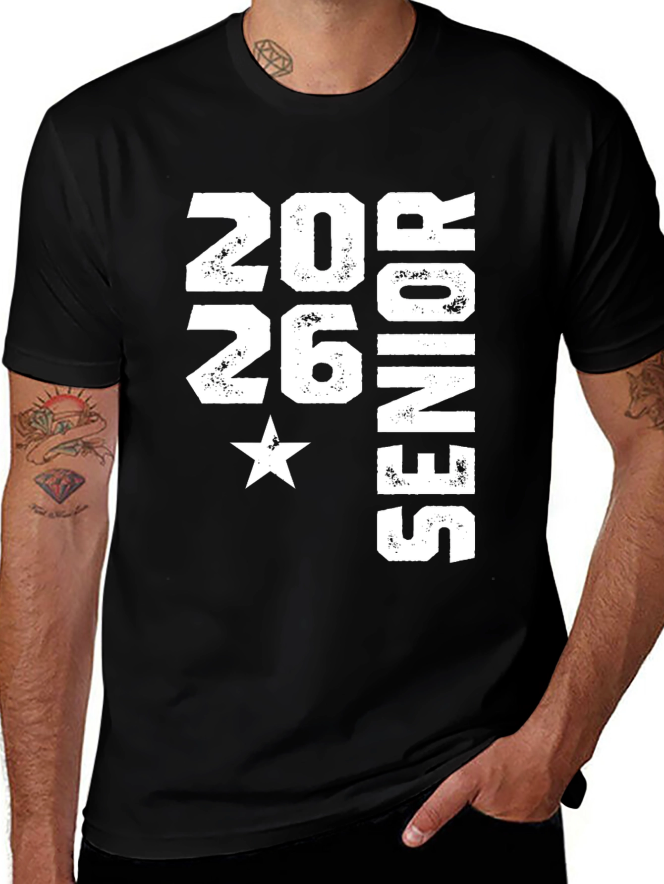 Variant 28 of Senior 2026 Black Graphic T-Shirt