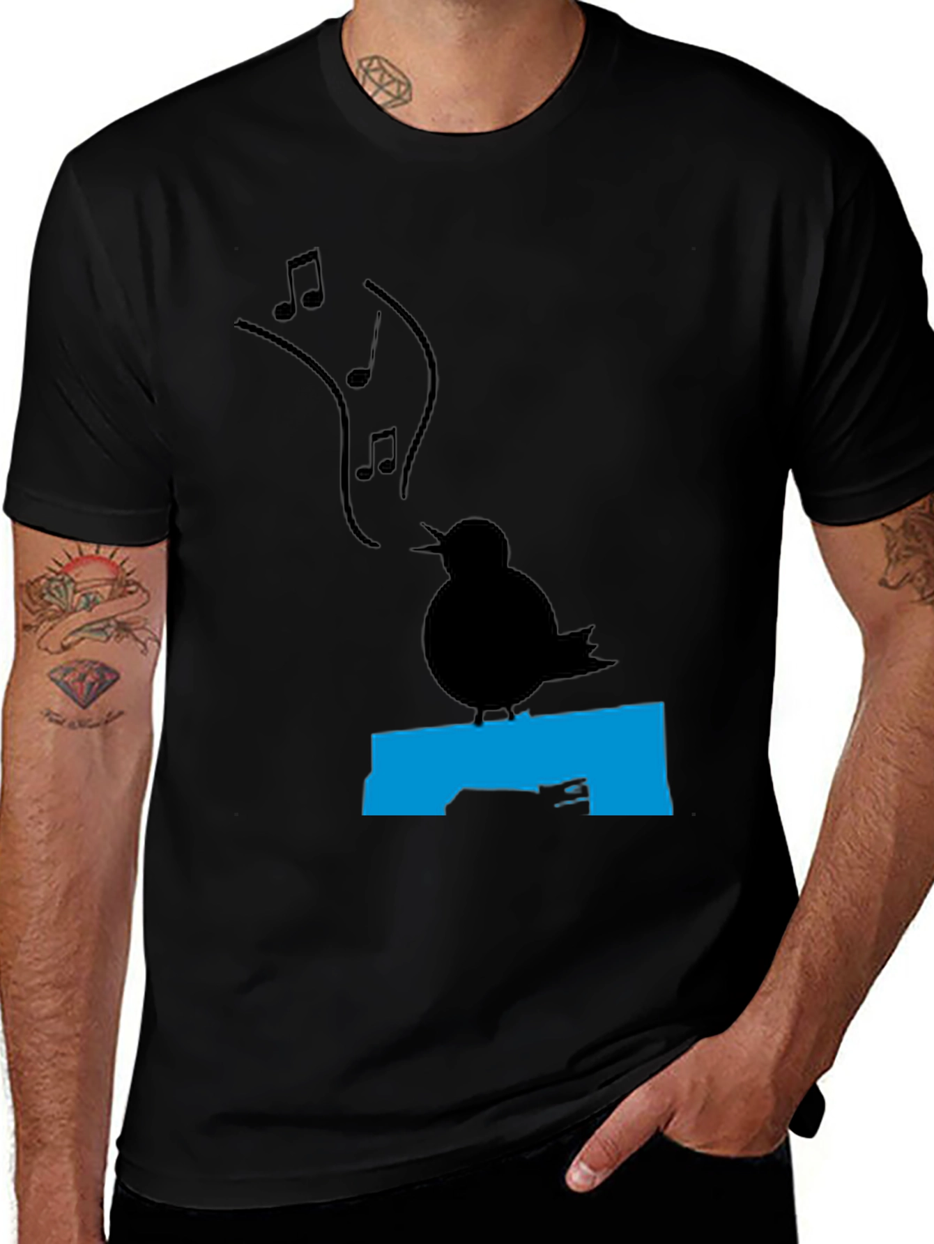 Variant 30 of Singing Bird Graphic Tee - Black T-Shirt