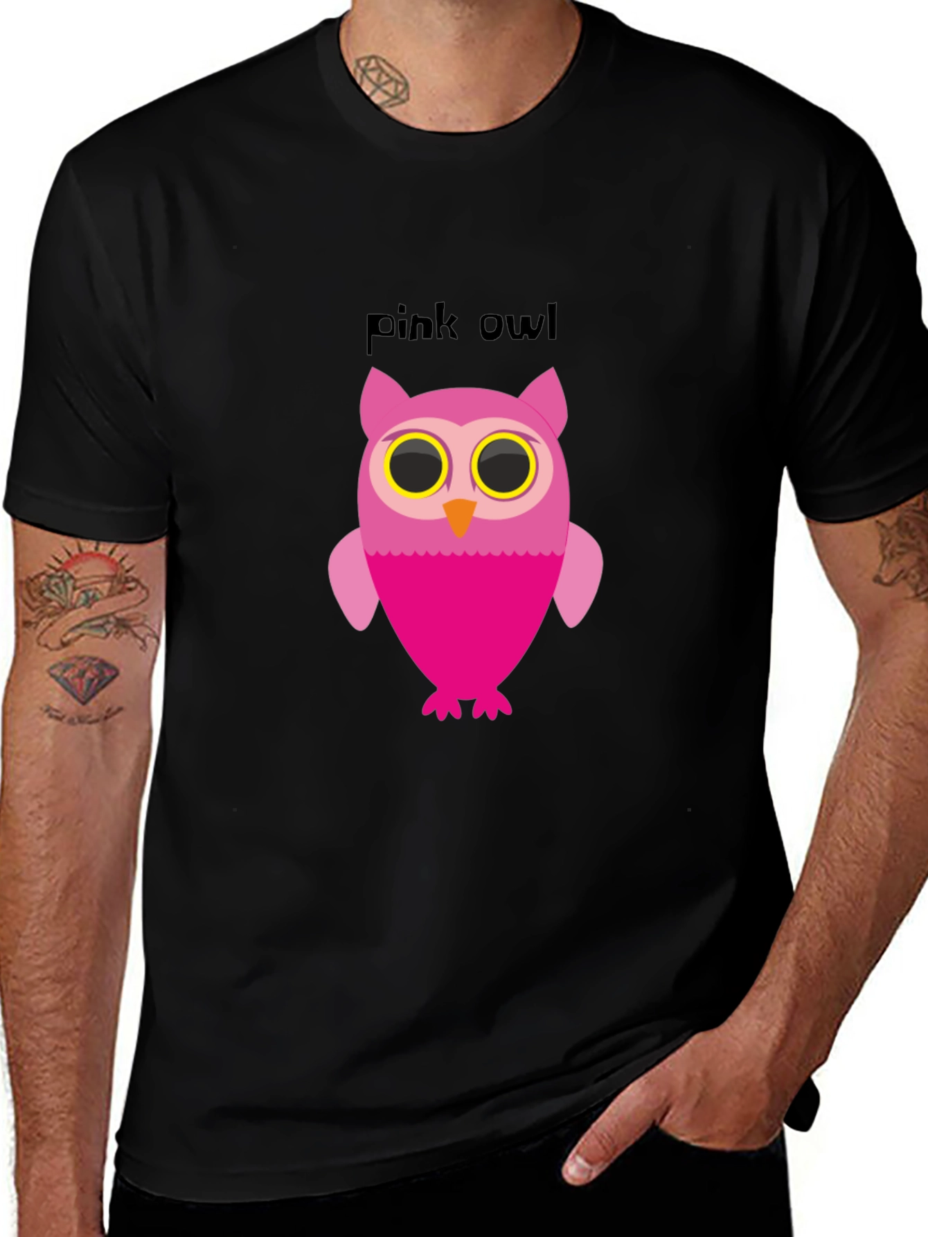 Variant 7 of Pink Owl Graphic Tee - Soft Cotton Blend