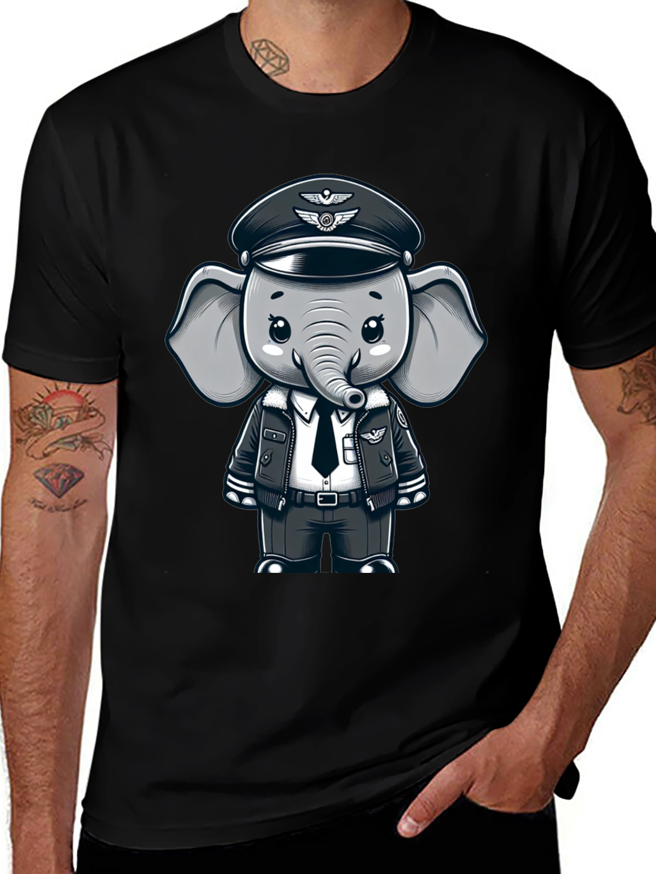 Variant 8 of Pilot Elephant Graphic T-Shirt