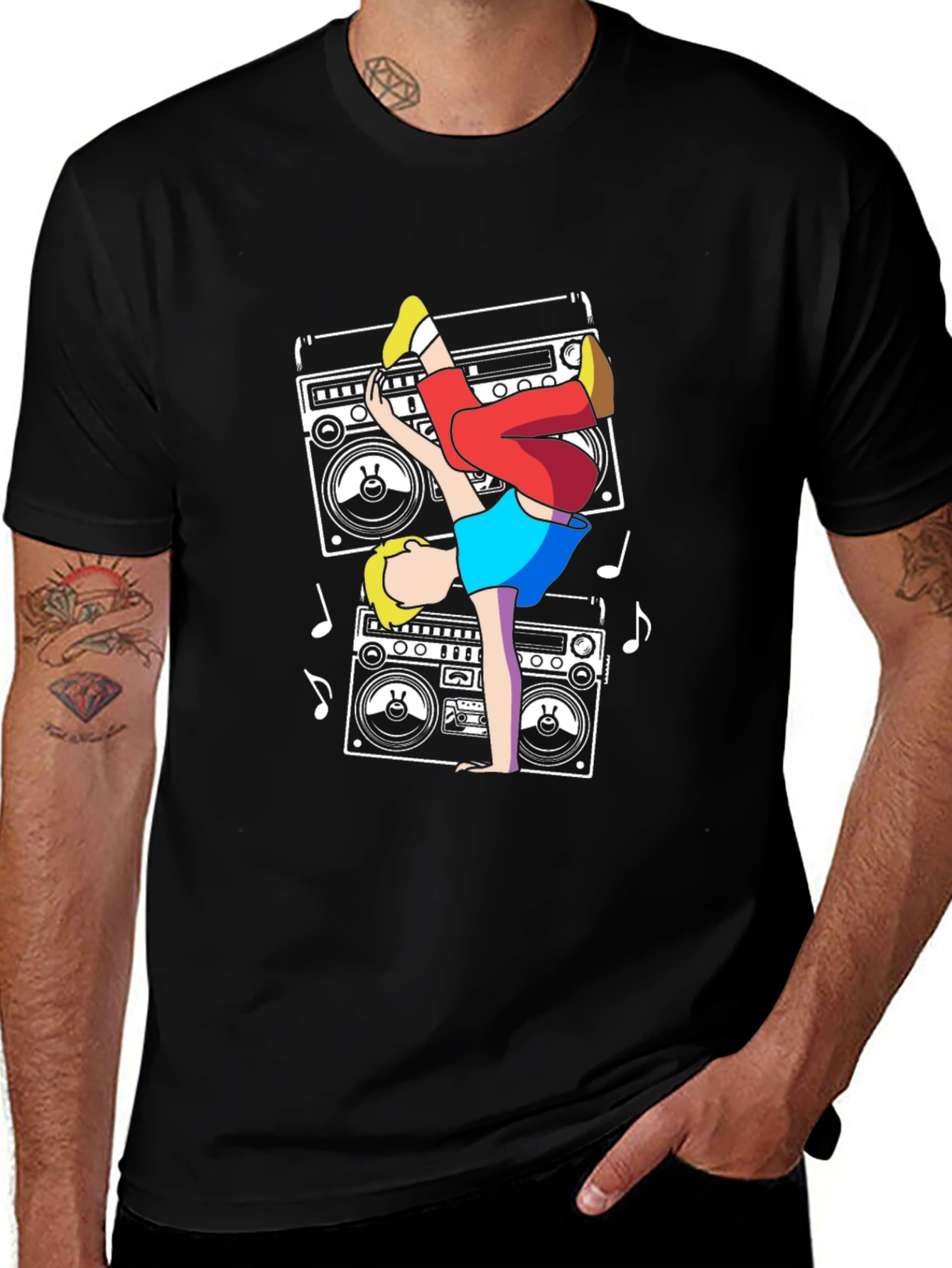 Variant 14 of Cool Boombox Dancer Black Graphic Tee