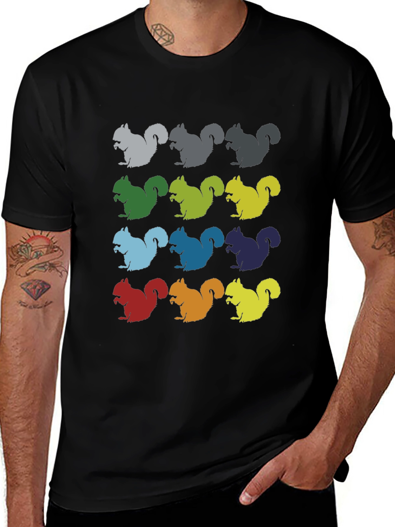 Variant 11 of Squirrel Pattern Tee - Colorful Graphic Print
