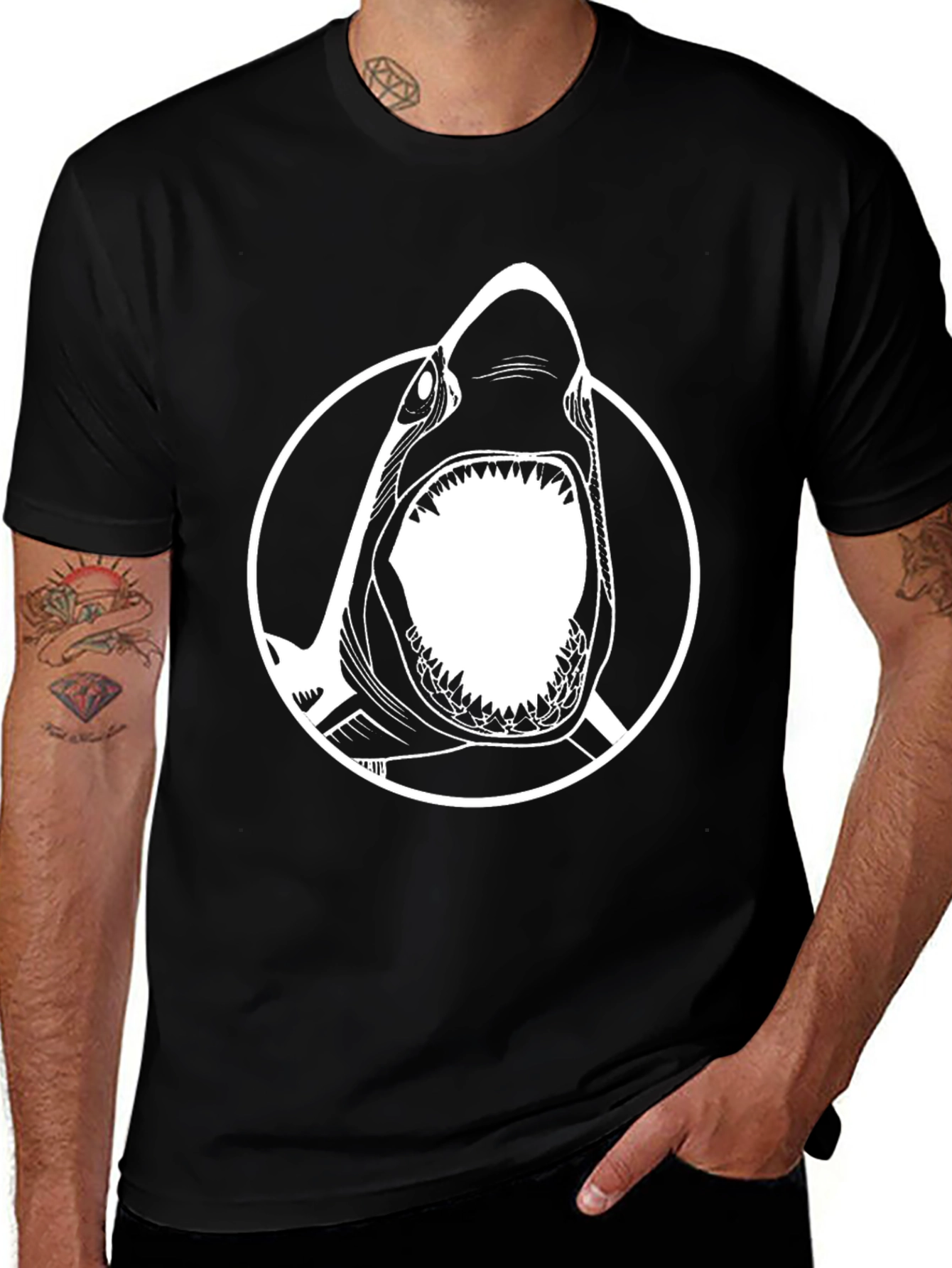 Variant 30 of Shark Graphic Tee - Black Cotton T-Shirt
