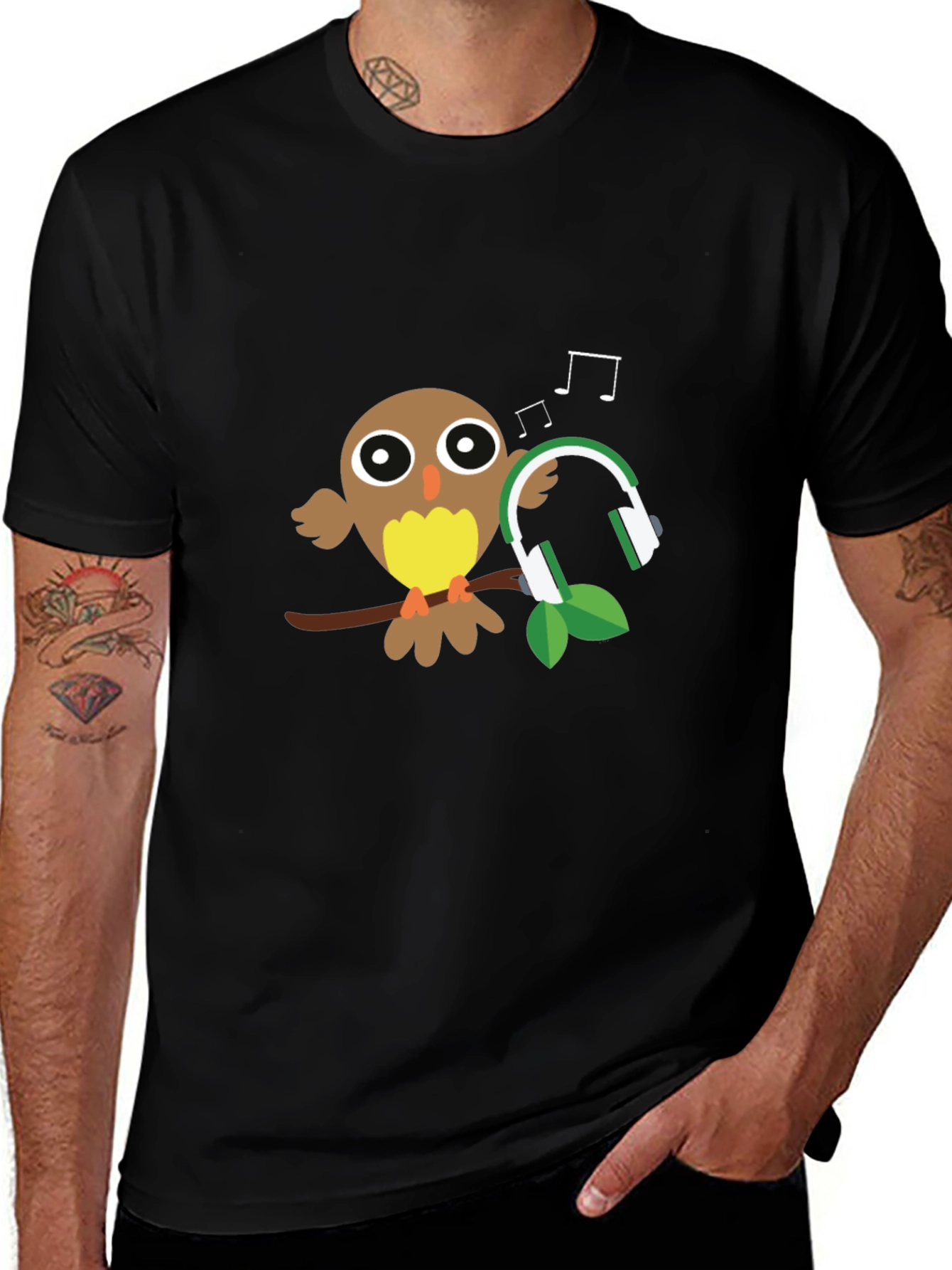 Variant 11 of Owl with Headphones Graphic T-Shirt