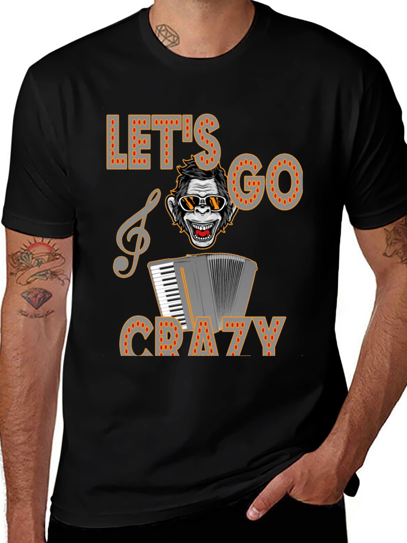 Variant 5 of Let's Go Crazy Monkey Accordion T-Shirt