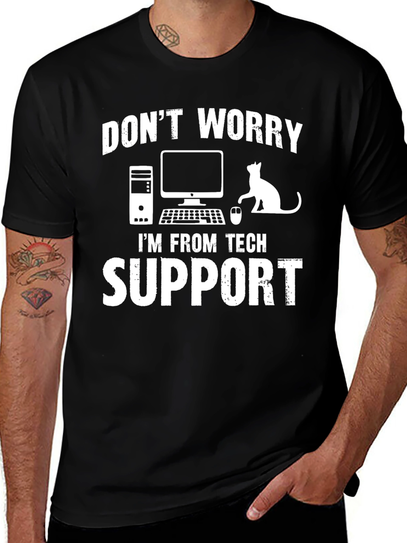 Variant 17 of Tech Support Cat T-Shirt - Geeky Funny IT Humor Tee