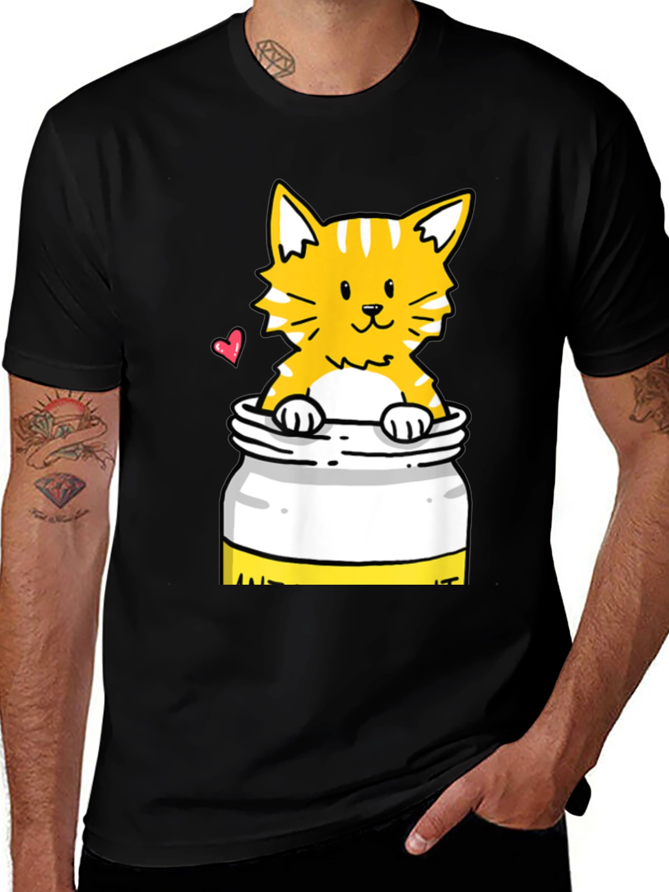 Variant 8 of Cute Cat in Jar Graphic Tee - Unisex Black T-Shirt