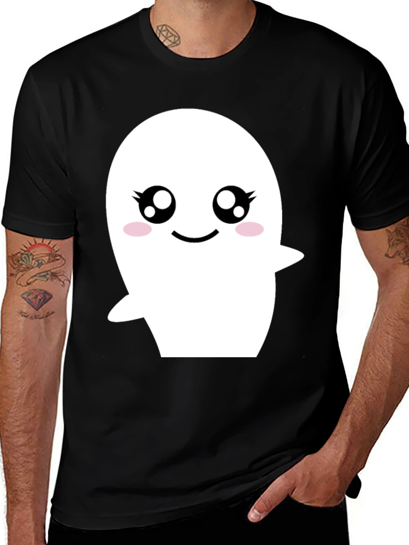 Variant 6 of Cute Ghost Graphic Black T-Shirt