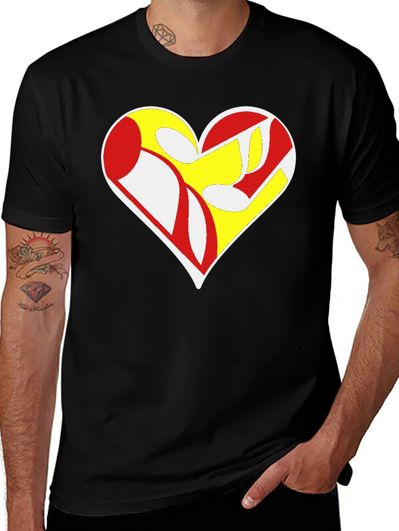 Variant 20 of Abstract Heart Graphic Black T-Shirt