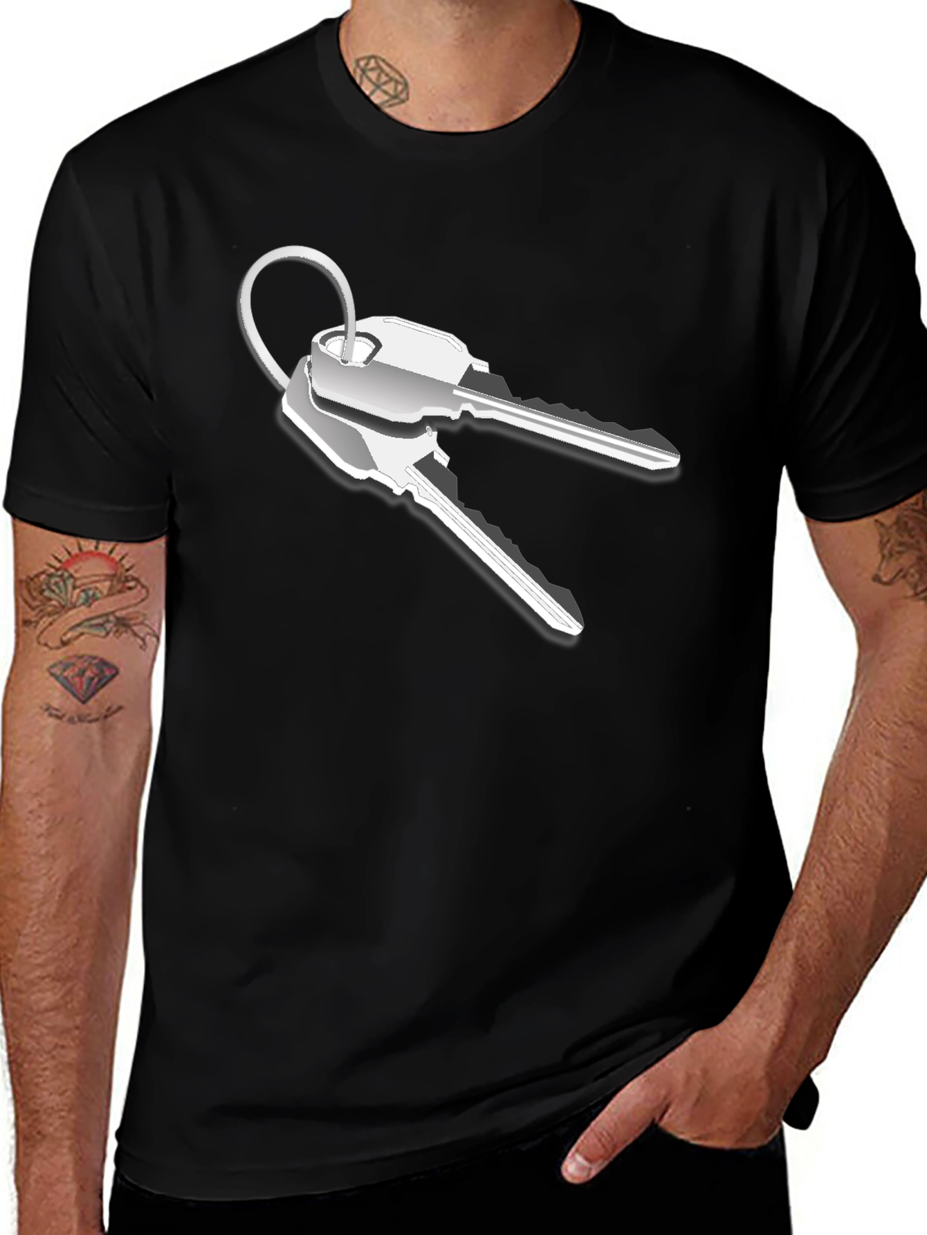 Variant 9 of Keys Graphic Black T-Shirt