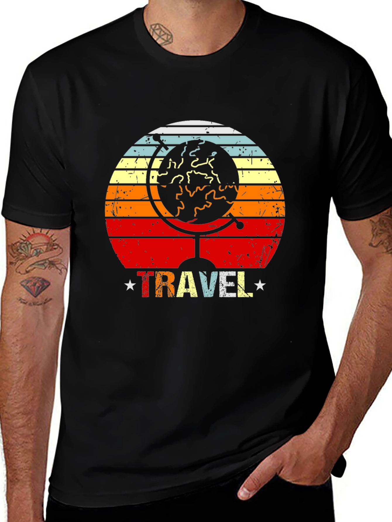 Variant 14 of Retro Travel Globe Graphic T-Shirt