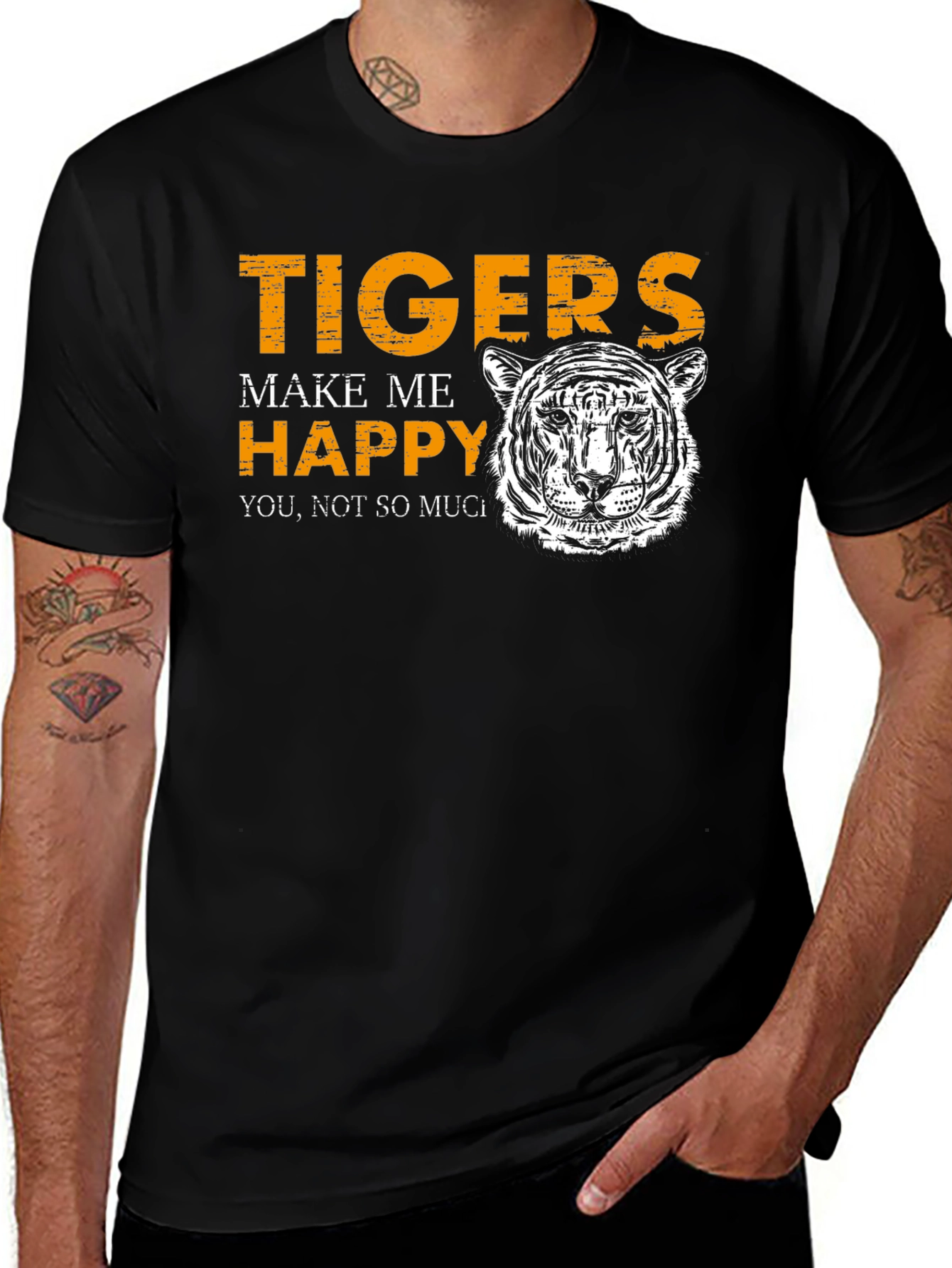 Variant 28 of Tigers Make Me Happy Black Graphic Tee