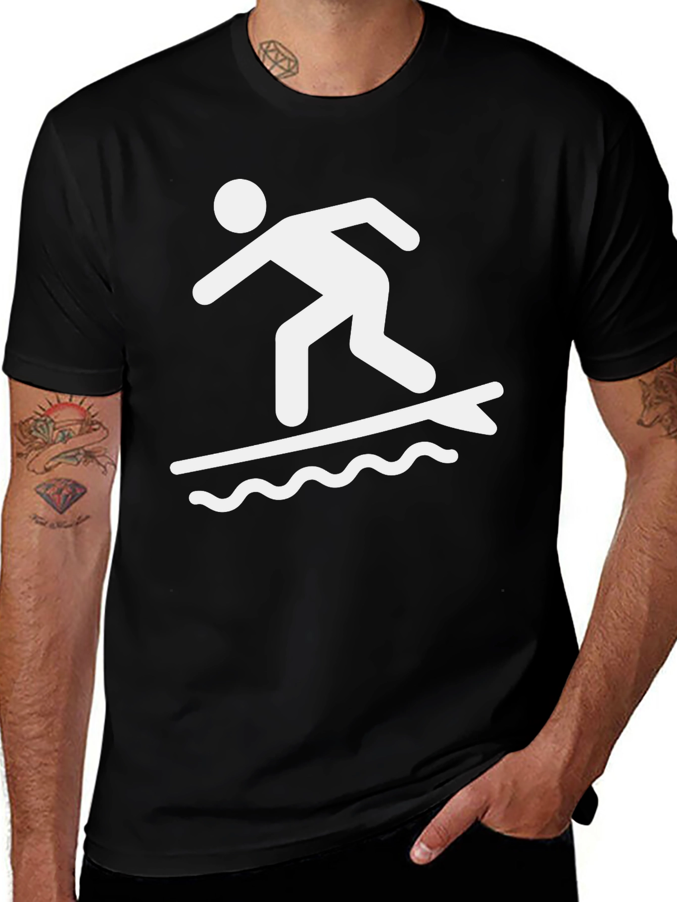 Variant 13 of Surfer Graphic Tee - Mens Black Cotton T-Shirt