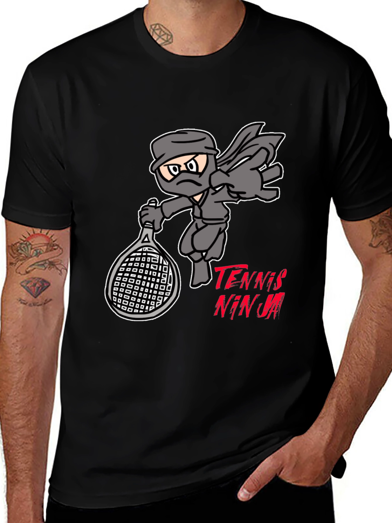 Tennis Ninja T-Shirt - Funny Cartoon Design