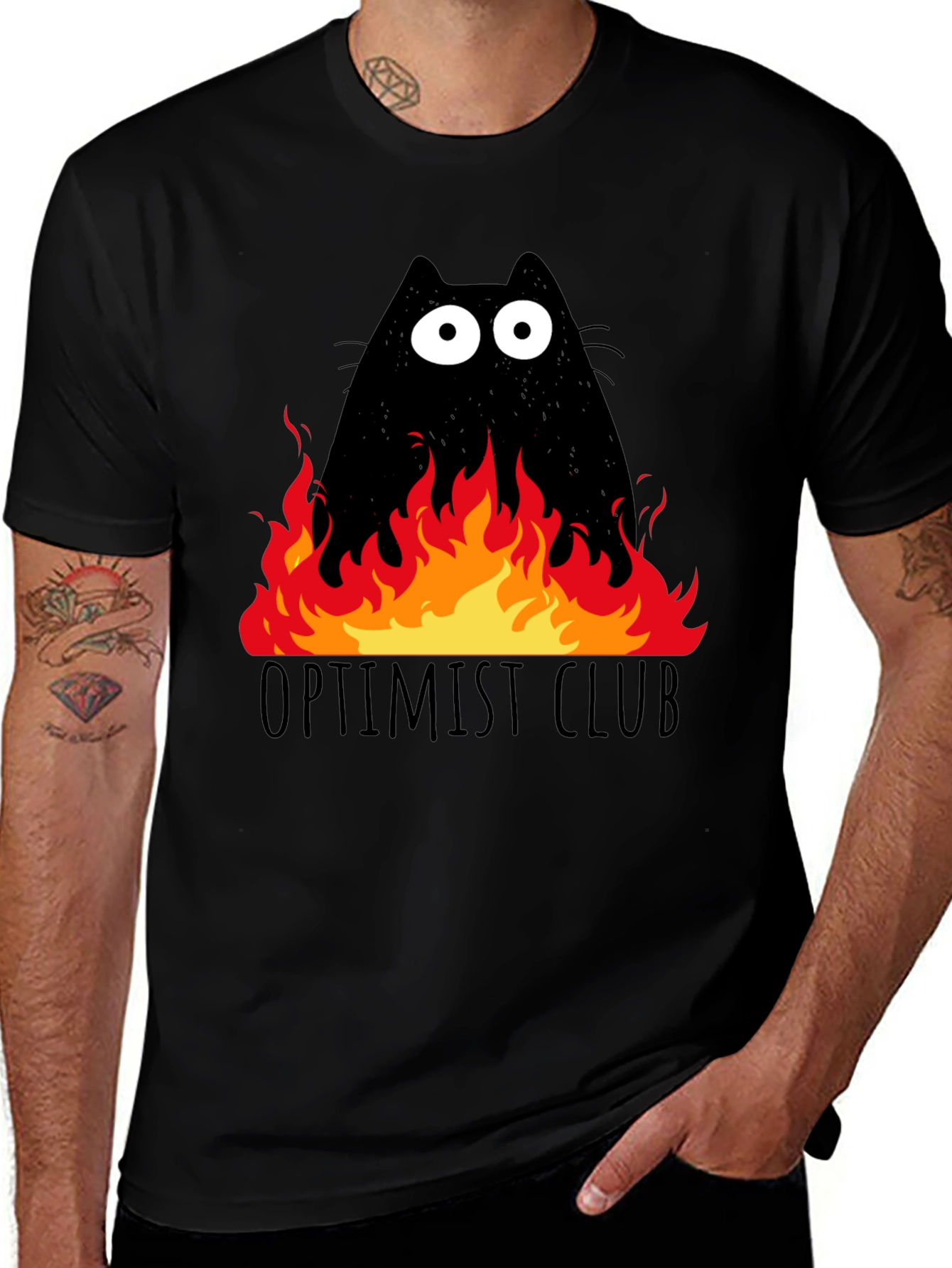Variant 8 of Optimist Club Cat in Flames Graphic T-Shirt