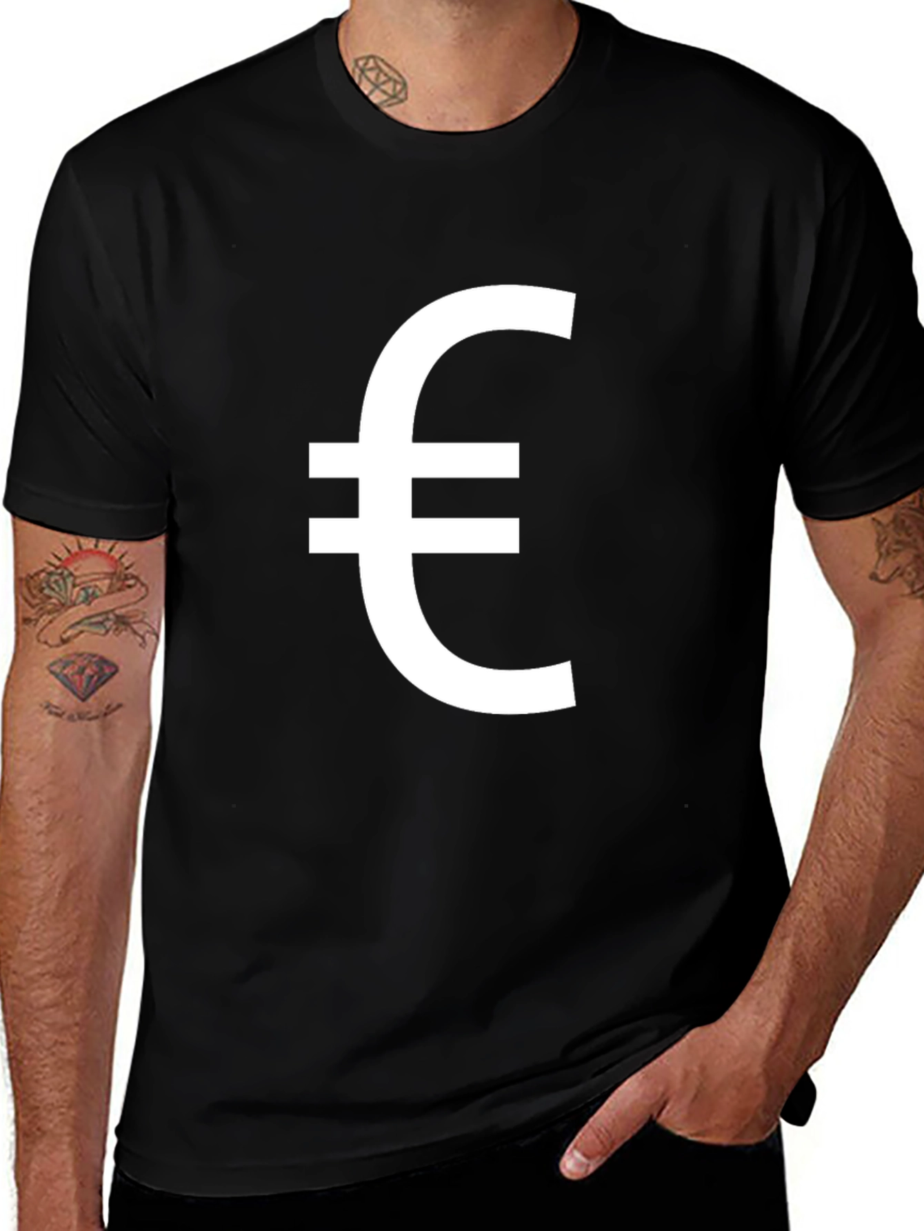 Euro Symbol Black T-Shirt