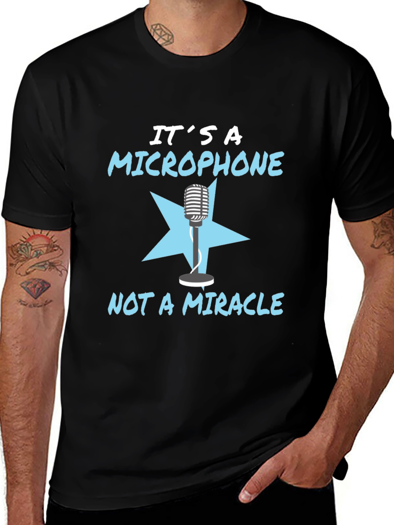 Variant 25 of It's a Microphone, Not a Miracle Black T-Shirt