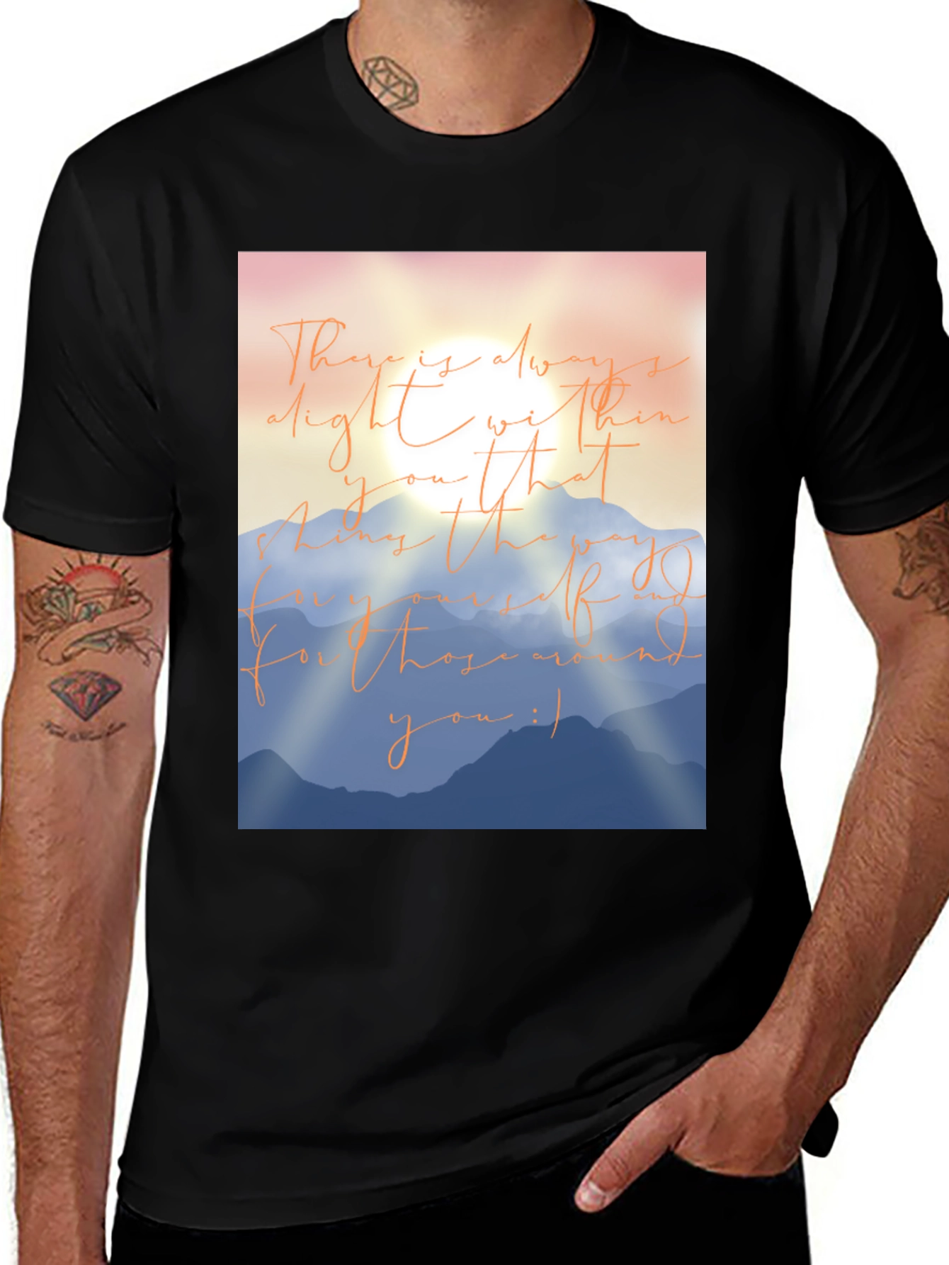 Black Inspirational Mountain Graphic T-Shirt main image