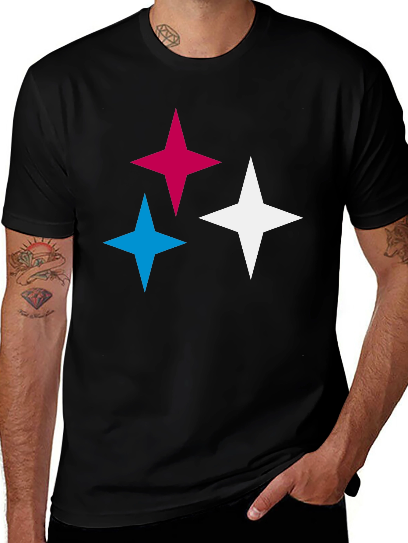 Variant 27 of Colorful Stars Black T-Shirt | Casual Cotton Tee