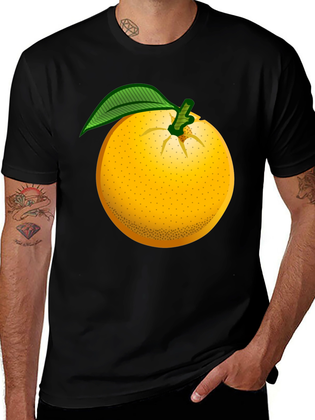 Variant 28 of Orange Fruit Graphic T-Shirt - Black