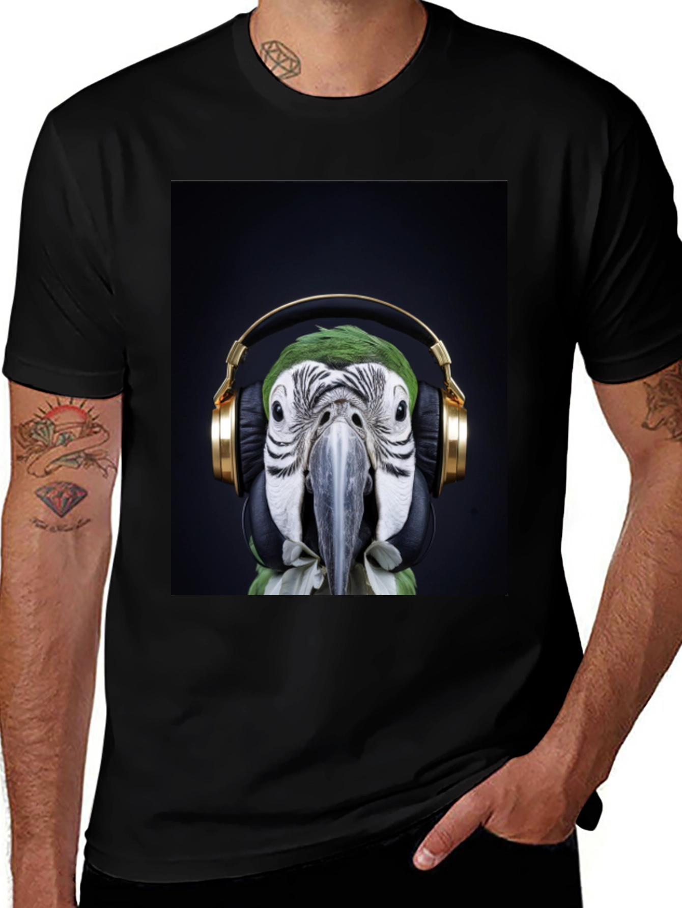 Variant 3 of Parrot DJ Graphic Tee - Cool Bird with Headphones