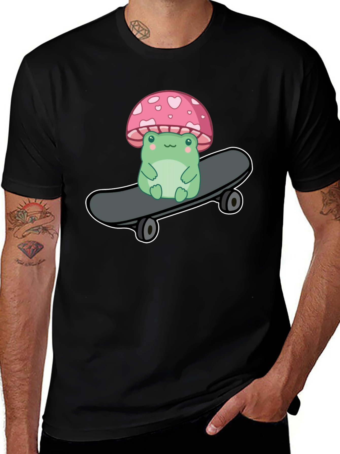 Variant 24 of Frog on Skateboard Tee - Mushroom Hat Cute Design