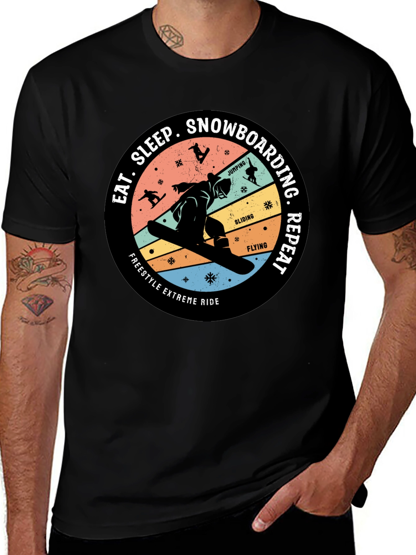 Variant 14 of Eat Sleep Snowboarding Repeat Black T-Shirt