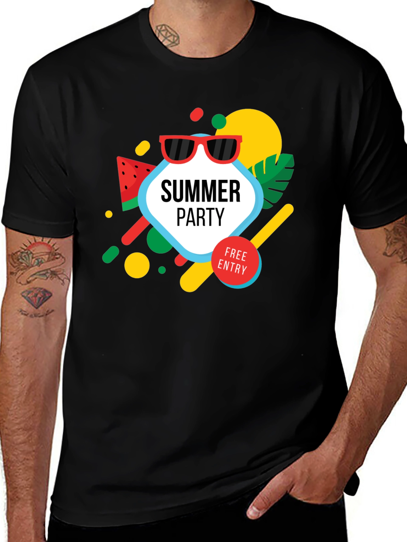 Variant 25 of Summer Party Graphic Tee - Black T-Shirt