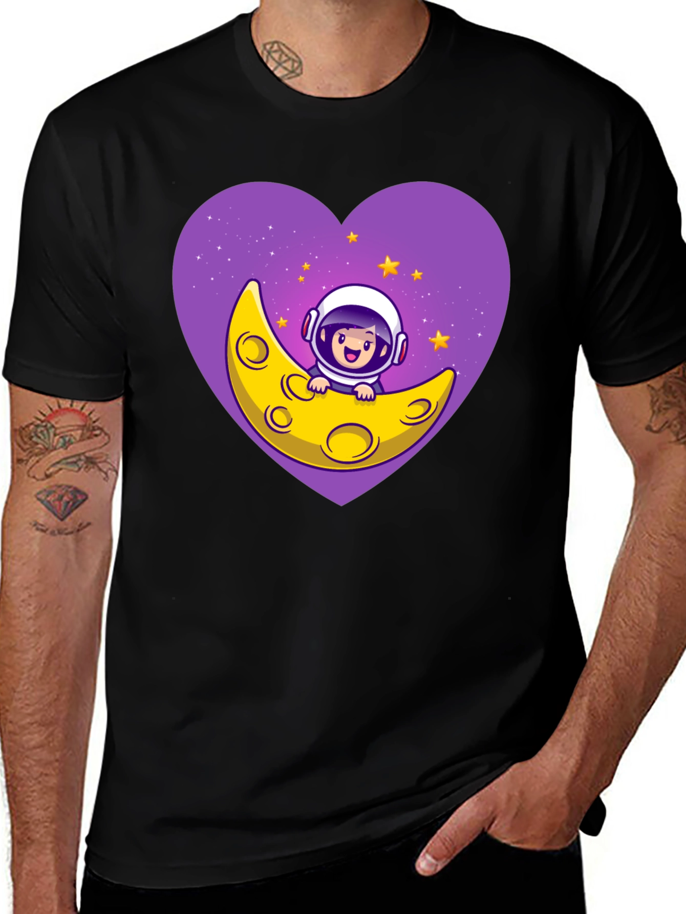 Variant 25 of Astronaut on Moon Heart Graphic Tee